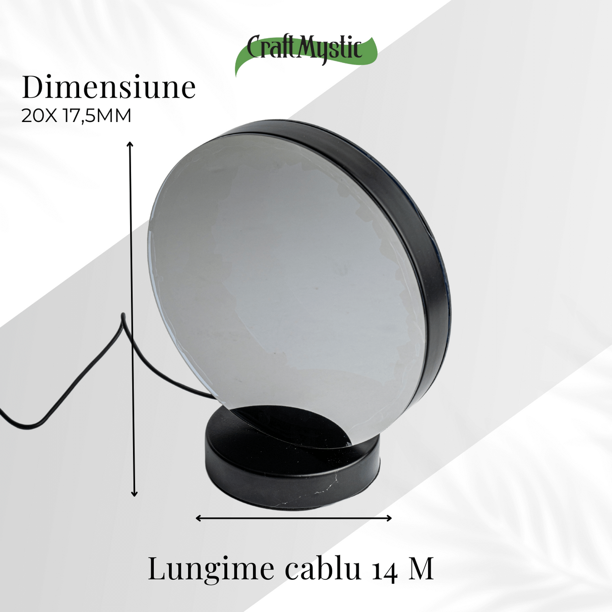 Lampa cu Oglinda si Ametist Natural – Decor cu Iluminare Magica si Cristale Energetice