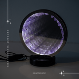 Lampa cu Oglinda si Ametist Natural – Decor cu Iluminare Magica si Cristale Energetice