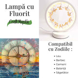 Lampa de Noapte Rotunda cu Cristale Citrin Brut si Rulat – Energie Pozitiva si Calm pentru Casa Ta