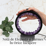 Lampa rotunda de Noapte Naturala cu Cristal de Ametist - USB, Decor Acasa
