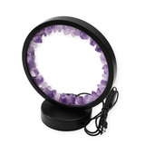 Lampa rotunda de Noapte Naturala cu Cristal de Ametist - USB, Decor Acasa
