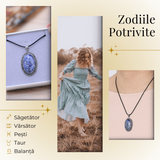 Colier Reglabil cu Pandantiv Oval 40mm de Lapis Lazuli