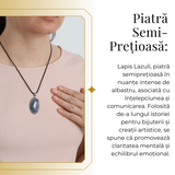 Colier Reglabil cu Pandantiv Oval 40mm de Lapis Lazuli