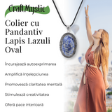 Colier Reglabil cu Pandantiv Oval 40mm de Lapis Lazuli