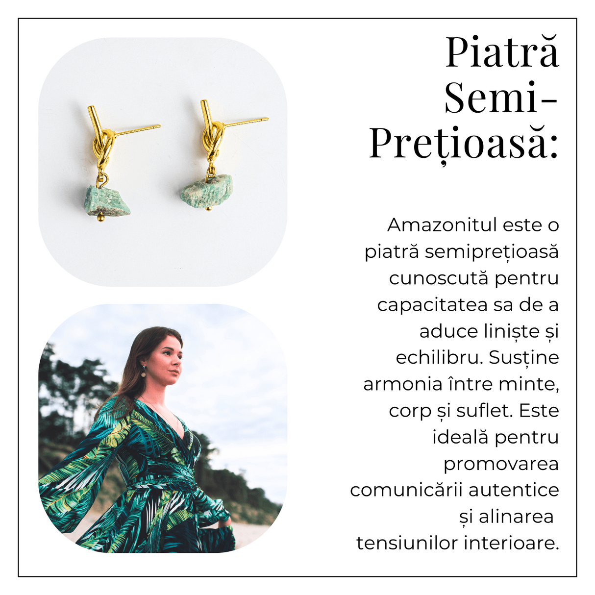 Bijuterie a Linistii – Cercei cu Amazonit si Montura Tip Nod