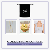 Colier Reglabil Bej Model Macrame din bumbac - Pentru Piatra ta Favorita