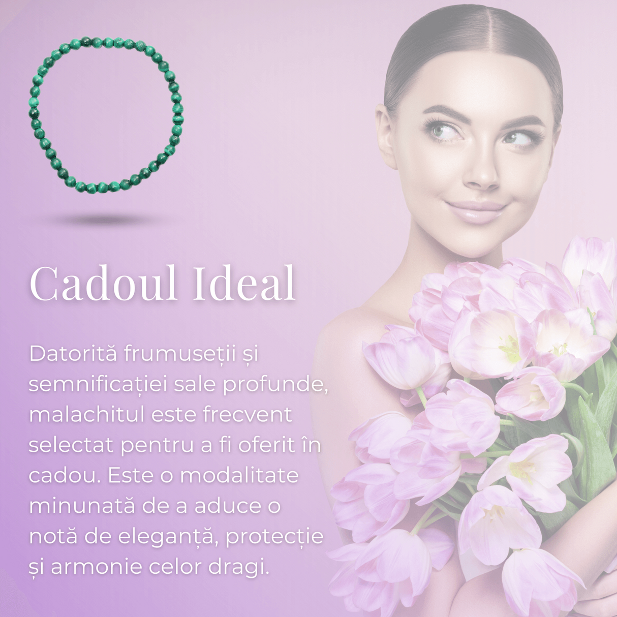 Bratara Elastica cu Margele 5mm din Malachit Semipretios Natural