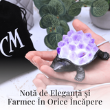 Mini Lampa Broasca Testoasa cu Cristale de Ametist - Relaxare si Energie Pozitiva