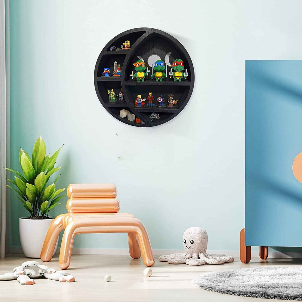 Mini Raft 30x30 cm expunere din lemn pentru cristale, uleiuri esentiale design Zana lunii - Decorare gotica pentru camera Moon Fairy