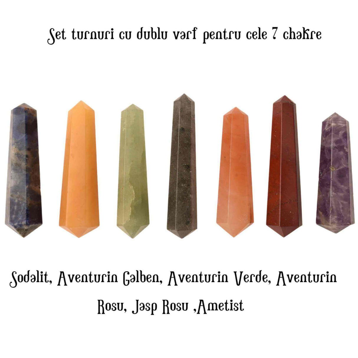 Set de Puncte Dublu Terminate ale Chakrelor cu Pietre Semipretioase - Geometrie Sacrala a Elementelor Platonice Aer, Apa, Pamant, Foc: Hexagon, Tetraedru, Hexaedru, Icosaedru, Patrat