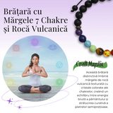 Bratara Reglabila cu Margele 8mm pentru Cele 7 Chakre si Roca Vulcanica