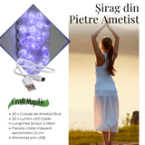 Sirag din Pietre Naturale de Ametist 15-20 mm cu Mufa USB