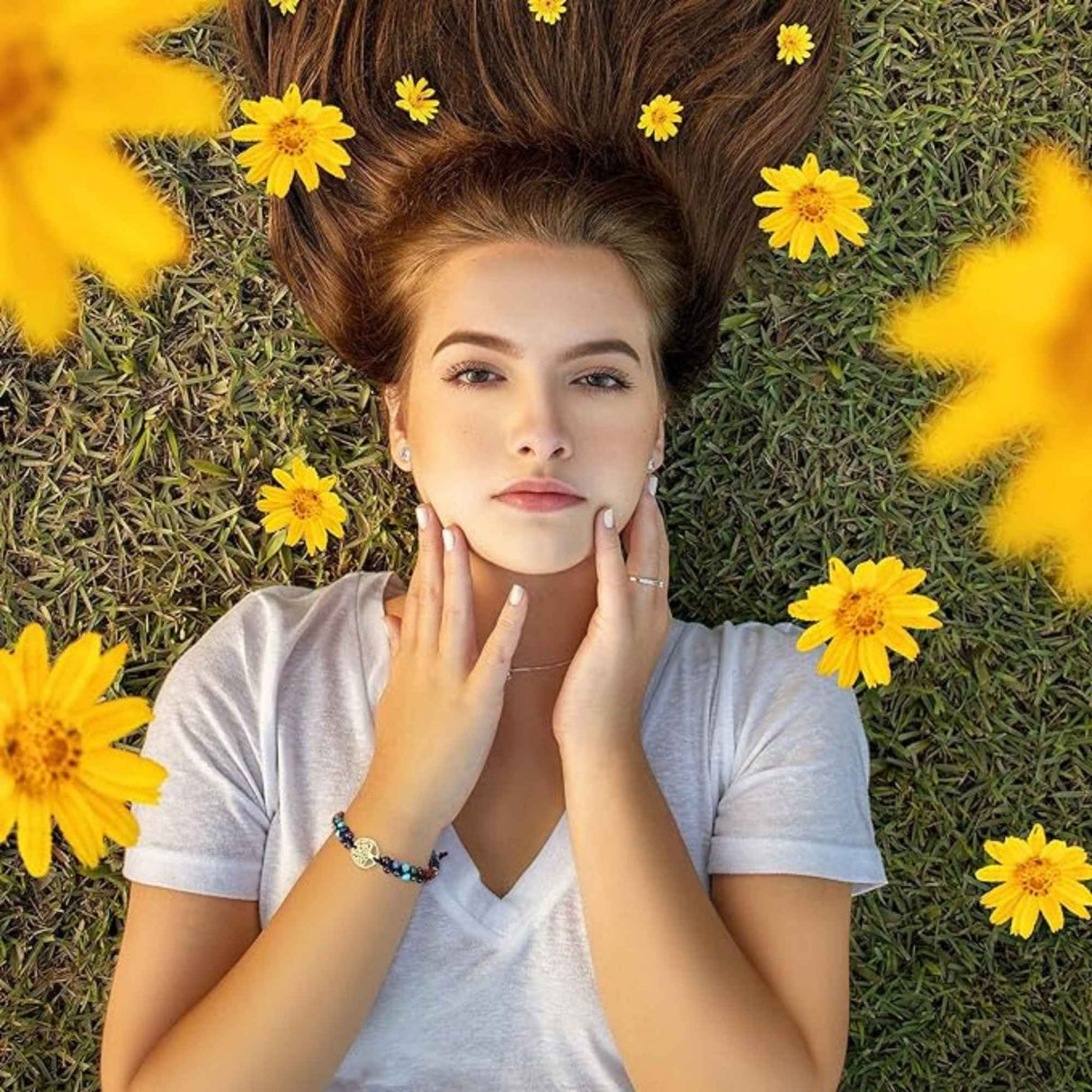 Bratara de Vindecare Naturala cu 7 tipuri de pietre pentru cele 7 Chakre din Cristale Reiki si pandativ cu Arborele Vietii