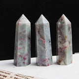 Turn de cristal din Turmalina Roz 9-10 cm Bagheta cu 6 fete pentru vindecare, meditatie si decor in casa si birou