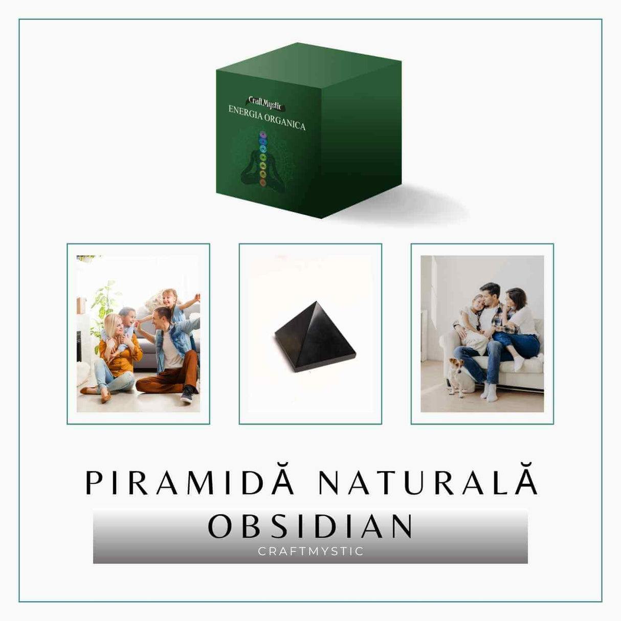 Piramida din Obsidian Negru 6.5.x6.5x5 cm pentru Protectie si Claritate Energetica