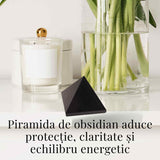 Piramida din Obsidian Negru 6.5.x6.5x5 cm pentru Protectie si Claritate Energetica