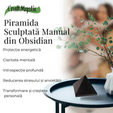Piramida din Obsidian Negru 6.5.x6.5x5 cm pentru Protectie si Claritate Energetica