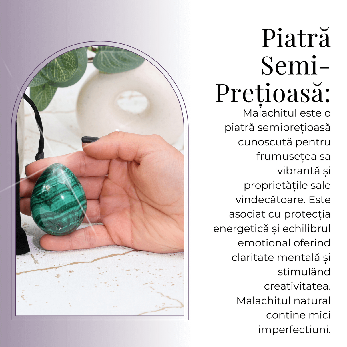 Ou din malachit natural 4-5 cm 100-150 grame - Elixirul Transformarii Spirituale
