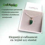 Pandantiv Argint cu Malachit Brut - Energie si Echilibru, 20mm