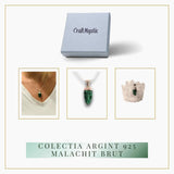 Pandantiv Argint cu Malachit Brut - Energie si Echilibru, 20mm