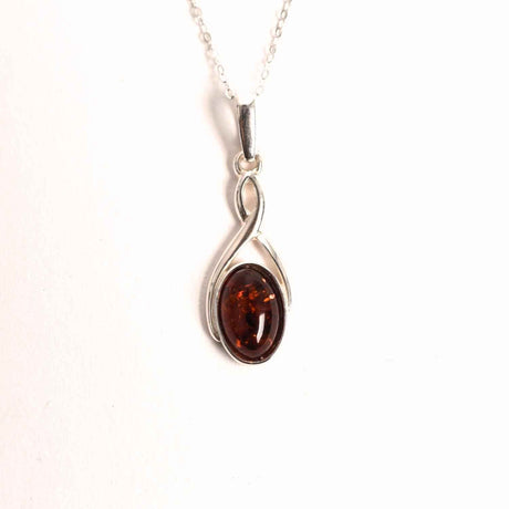 Colier argint 925 cu chihlimbar natural - forma ovala eleganta