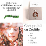 Colier argint 925 cu chihlimbar natural - simbolul copacului vietii