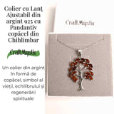 Colier argint 925 cu chihlimbar natural - simbolul copacului vietii