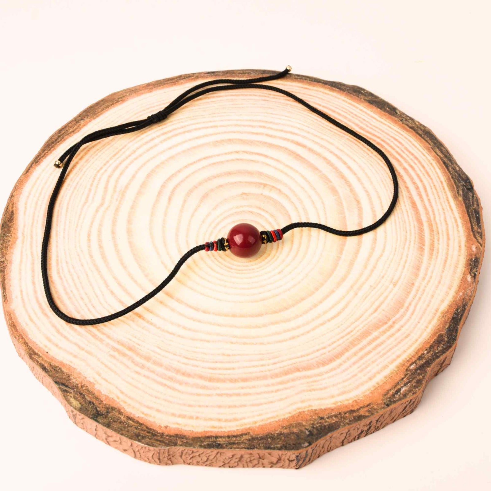 Colier cu pandantiv 16mm din cinabru natural - Amuleta de vindecare spirituala impotriva chakrei rele, pandantiv reglabil