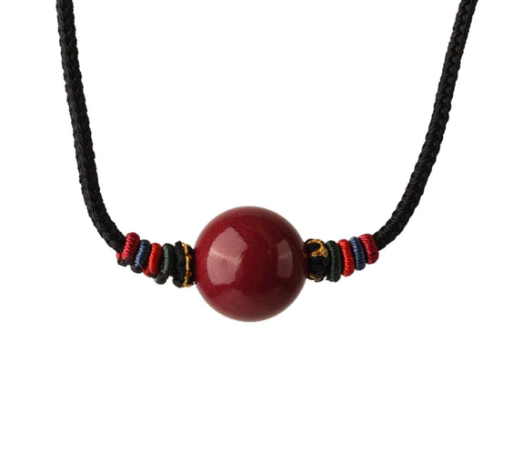 Colier cu pandantiv 16mm din cinabru natural - Amuleta de vindecare spirituala impotriva chakrei rele, pandantiv reglabil