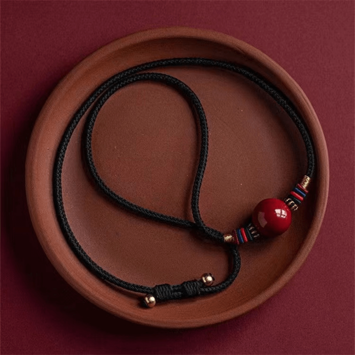 Colier cu pandantiv 16mm din cinabru natural -  Amuleta de vindecare spirituala impotriva chakrei rele, pandantiv reglabil