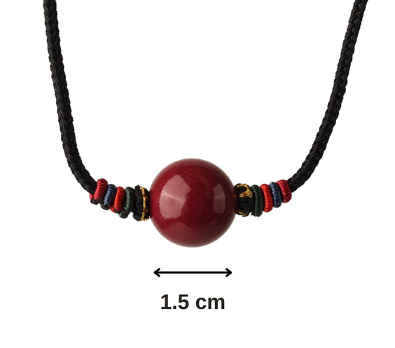 Colier cu pandantiv 16mm din cinabru natural - Amuleta de vindecare spirituala impotriva chakrei rele, pandantiv reglabil