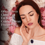 Colier deosebit cu Lant Argintiu si Pandantiv din Ametist Druzy Natural, 20-30mm