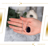 Colier deosebit cu Lant Argintiu si Pandantiv din Ametist Druzy Natural, 20-30mm