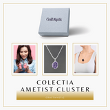 Colier deosebit cu Lant Argintiu si Pandantiv din Ametist Druzy Natural, 20-30mm