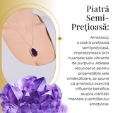Colier deosebit cu Lant Argintiu si Pandantiv din Ametist Druzy Natural, 20-30mm