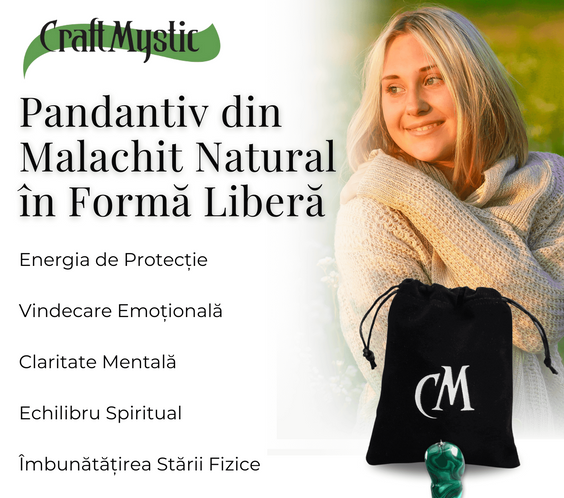 Pandantiv Unic 40-45 mm din Malachit Natural Forma Libera