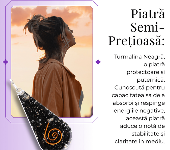  Pandantiv orgonic cu Turmalina Neagra in forma de Lacrima - Pentru purificare emotionala - Absorba Energie Negativa