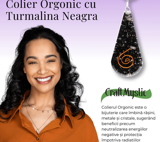  Pandantiv orgonic cu Turmalina Neagra in forma de Lacrima - Pentru purificare emotionala - Absorba Energie Negativa
