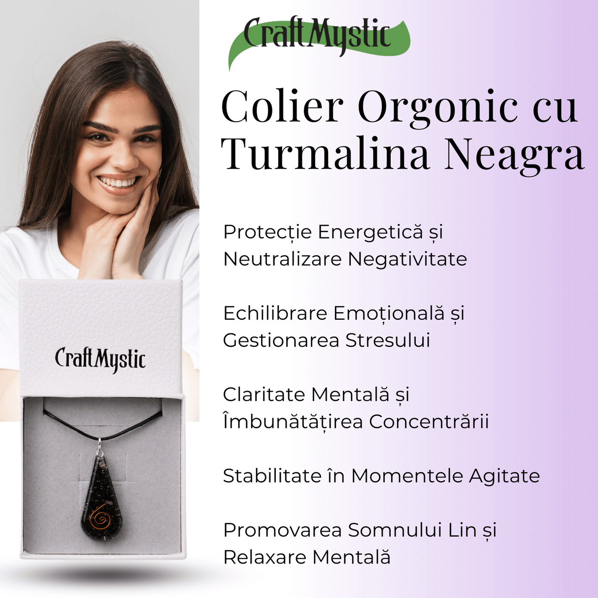  Pandantiv orgonic cu Turmalina Neagra in forma de Lacrima - Pentru purificare emotionala - Absorba Energie Negativa