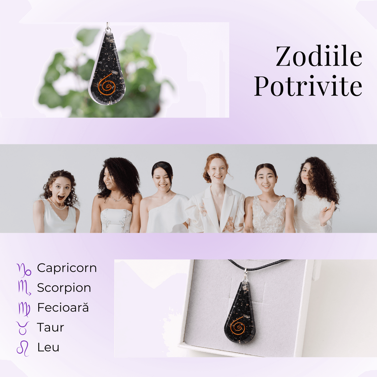 Pandantiv orgonic cu Turmalina Neagra in forma de Lacrima - Pentru purificare emotionala - Absorba Energie Negativa