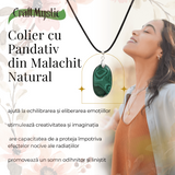Colier cu Lant Reglabil si Pandantiv Oval din Malachit Natural 30mm