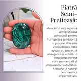 Piatra Ovala sculptata manual din Malachit natural 55-60mm aprox 140 grame