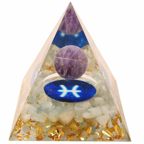 Piramida de Energie Orgonica cu Cristale de Vindecare specifice a Zodiilor pentru Relaxare, Meditatie si Ornament