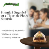 Piramida de 6 cm cu Pietre de Cuart Transparent, Citrin, Granat si Aventurin Verde - Prosperitate si Echilibru.