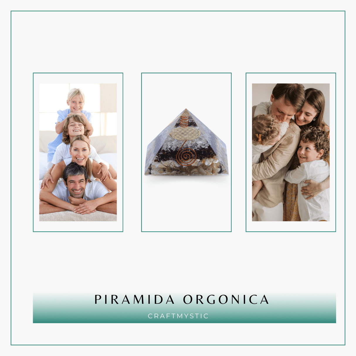 Piramida orgonica cu 3 tipuri de pietre naturale - Armonie si Energie