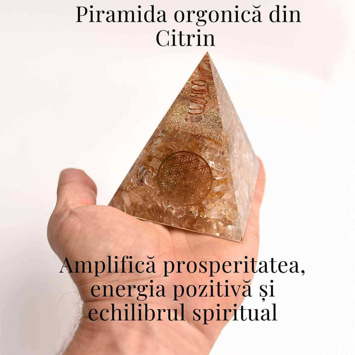 Piramida Orgonica cu Citrin Natural 80-90 mm - Prosperitate si Energie Pozitiva