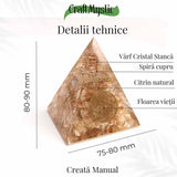 Piramida Orgonica cu Citrin Natural 80-90 mm - Prosperitate si Energie Pozitiva