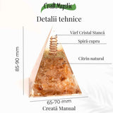 Piramida Orgonica cu Citrin Natural - Prosperitate, Energie Pozitiva si Claritate Mentala