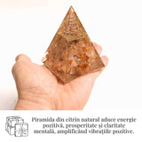 Piramida Orgonica cu Citrin Natural - Prosperitate, Energie Pozitiva si Claritate Mentala