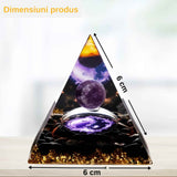 Piramida Orgonica 6 cm cu Ametist si Obsidian - Protectie si Echilibru Energetic